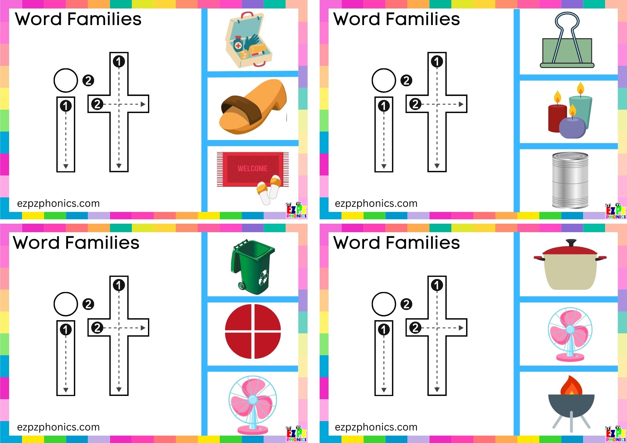 Word Family it Trace the letters and clip the image Clip cards set 2